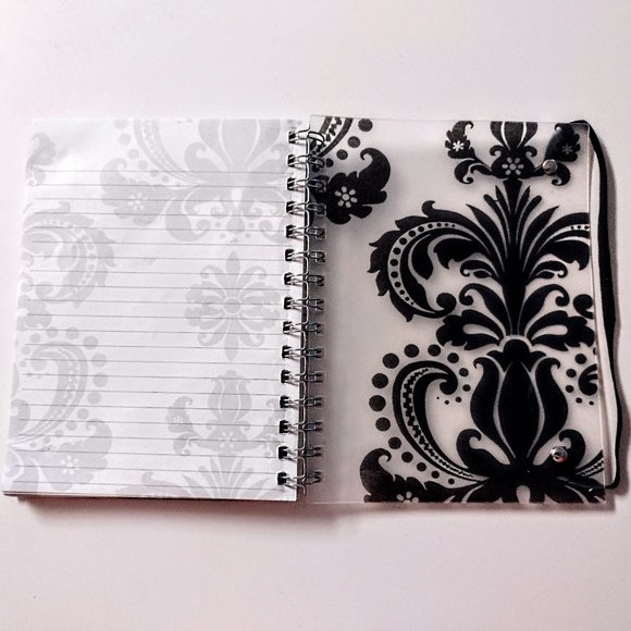 Writing Journal ~ Fleur de Lis Flocked Design on Plastic Cover ~ Elastic Closure - Picture 7 of 10